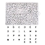 1200Pcs 27 Style White Acrylic Beads, Flat Round with Black Letter & Heart Pattern