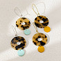 Alloy Acrylic Flat Round Dangle Earrings for Women