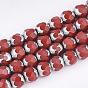 Electroplate Opaque Glass Beads Strands, Half Silver Plated, Faceted, Round