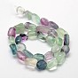 Natural Fluorite Nuggets Bead Strands, Tumbled Stone, 13~18x10~13mm, Hole: 1mm, about 21~26pcs/strand, 15.74 inch