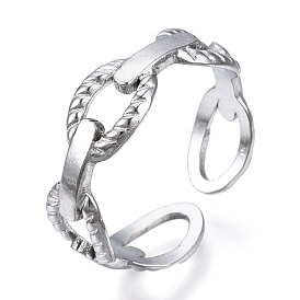 304 Ovaler offener Manschettenring aus Edelstahl, hohler Ring für Frauen