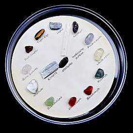 Collections de pépites de pierres naturelles, décoration d'affichage d'horloge en pierre d'énergie, pour l'enseignement des sciences de la terre