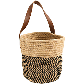 Плетеные хлопковые корзины для хранения, с ручками, многофункциональная настенная корзина для хранения