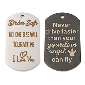 201 Stainless Steel Pendants, Driving Safety Message Charms, Oval with Word Charms