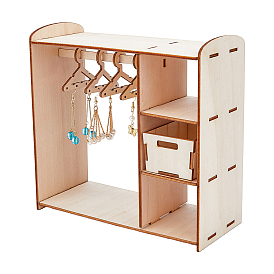 Собранный деревянный кукольный шкаф, подвесные витрины для сережек, Держатель-органайзер для сережек в шкафу для кукольного домика с вешалками (шт.)