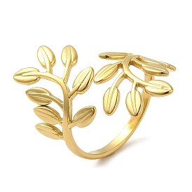 304 Stainless Steel Open Cuff Rings, Leafy Branch