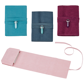 4шт 4цвета синтетические светящиеся камни подвески, Двойные подвески-шармы в форме заостренных/пулевидных предметов с железной фурнитурой платинового тона и 4шт. 4цветными бархатными мешочками для хранения карт Таро