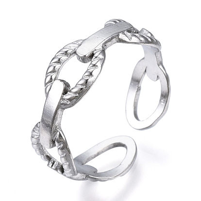 304 Ovaler offener Manschettenring aus Edelstahl, hohler Ring für Frauen