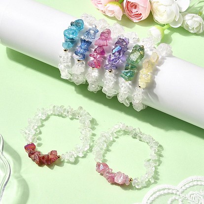 Браслеты из натуральных кварцевых бусин и гальванизированных бусин из натурального кварца для женщин