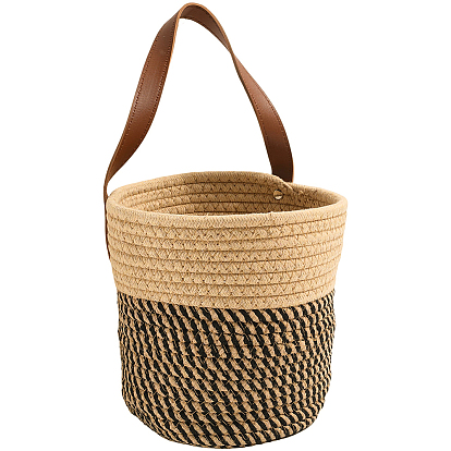 Плетеные хлопковые корзины для хранения, с ручками, многофункциональная настенная корзина для хранения