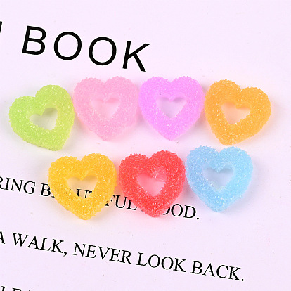Opaque Resin Cabochons, Imitation Candy, Druzy Hollow Heart