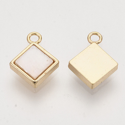Shell Charms, with Brass Findings, Nickel Free, Rhombus