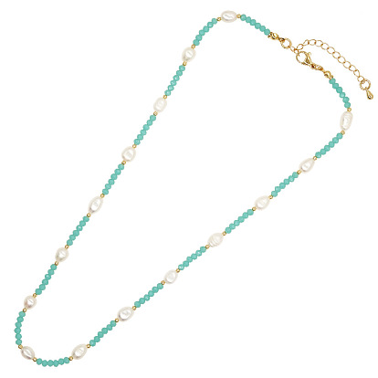Bohemian Beach Style Green Crystal Pearl Necklace for Women