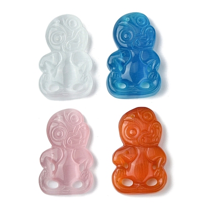 Большие подвески из окрашенного натурального селенита, обезьяна