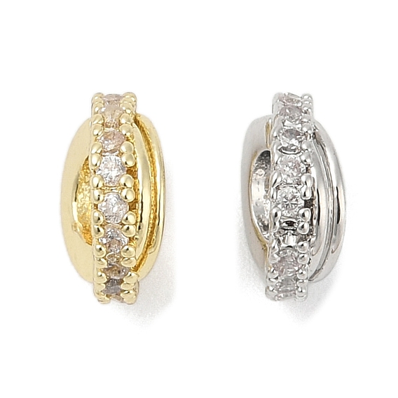 Spacer бисер латунные, долговечный, без кадмия, без никеля и без свинца, со стразами, плоско-круглые