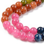 Brins de perles de quartz naturel teint rond, perles multicolores segmentées