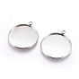 304 Stainless Steel Pendant Cabochon Settings, Plain Edge Bezel Cups, Flat Round