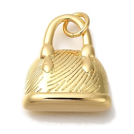 Rack Plating Brass Pendants, Cadmium Free & Lead Free, Long-Lasting Plated, Bag Charms, with Jump Ring