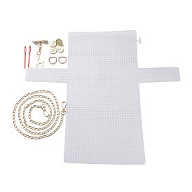 DIY Handbag Making Kits, including Iron Bag Handles & Magnetic Clasp & Deer Knot, Plastic Pin & Grid Plate