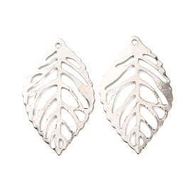 Железа филигранные подвески, лист, 23x13x1 мм, отверстие : 0.5 мм