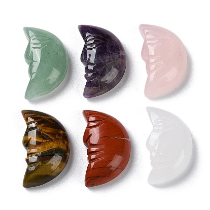 Вырезанные из натуральных драгоценных камней исцеляющая луна с фигурками человеческого лица, Украшения из камня с энергией Рейки