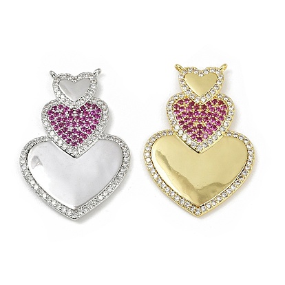 Латунные микро проложить кубического циркония подвески, сердце, долговечный, без кадмия и без свинца, стойки покрытие