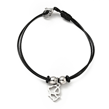 304 pulsera con colgante de perro de acero inoxidable con cordón encerado para mujer
