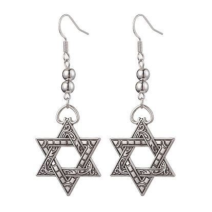 Boucles d'oreilles pendantes en alliage étoile de David pour femmes et hommes