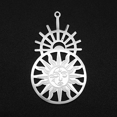 201 Stainless Steel Pendants, Laser Cut, Helm with Sun & Moon