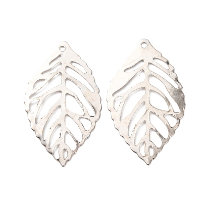 Железа филигранные подвески, лист, 23x13x1 мм, отверстие : 0.5 мм