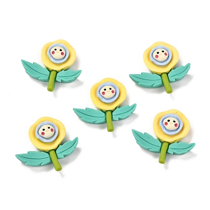 Resin Cabochon, Sunflower with Smiling Face