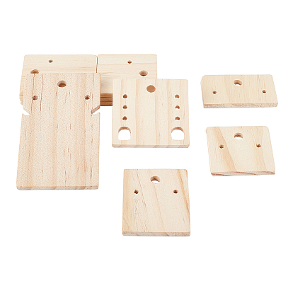 20piezas 5 estilos tableros organizadores de aretes de madera, para exhibiciones de collares y aretes de joyería, Rectángulo y cuadrado