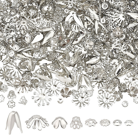 8 стили железные колпачки для бусин, цветок