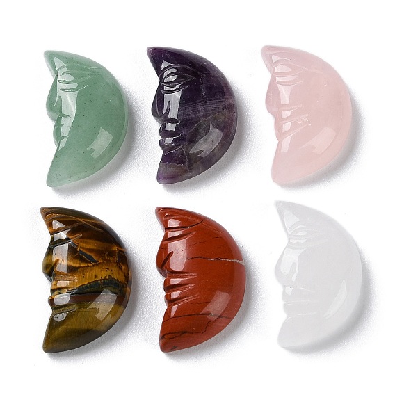 Вырезанные из натуральных драгоценных камней исцеляющая луна с фигурками человеческого лица, Украшения из камня с энергией Рейки