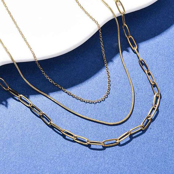 304 цепочка из скрепок из нержавеющей стали 3 многослойные ожерелья