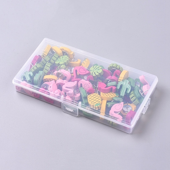 Plants and Animals Wood Push Pins, with Iron Pins, for Photos Wall, Maps, Bulletin Board or Corkboards