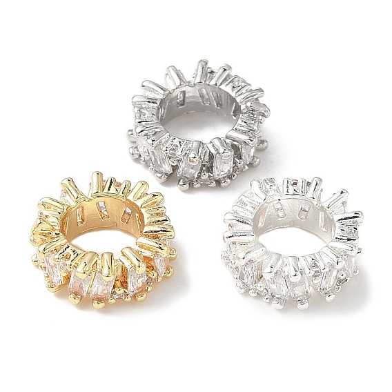 Латунные микро проложить Цирконий Европейский бисером, долговечный, бусины с большим отверстием