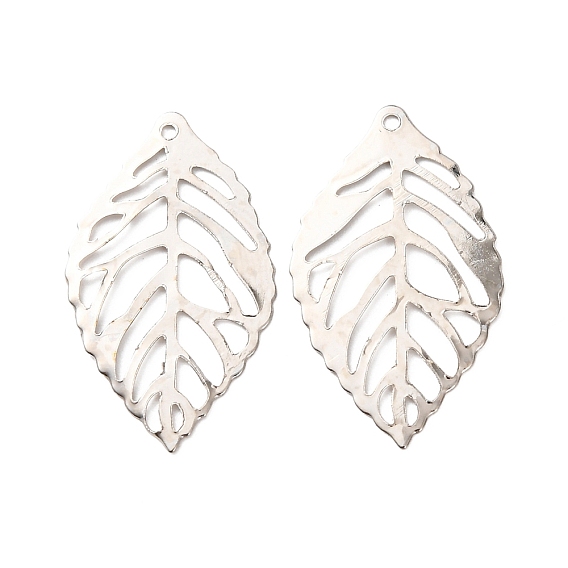 Железа филигранные подвески, лист, 23x13x1 мм, отверстие : 0.5 мм