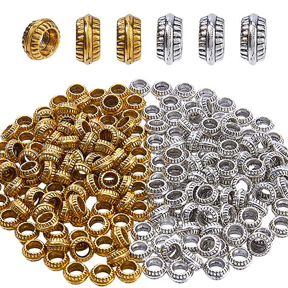 300шт 2 цвета тибетского сплава разделительные бусины, плоско-круглые