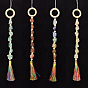 Gemstone Chip Pendant Decorations, Wood Ring and Tassel for Home Hanging Decorations
