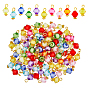 200Pcs Transparent Acrylic Charms, with Alloy Daisy Spacer Beads and Iron Flat Head Pins, Bicone