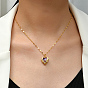 Ожерелье с подвеской в виде сердца с цирконием и латунными цепочками