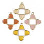 Light Gold Plated Alloy Open Back Bezel Pendants, with Epoxy Resin, For DIY UV Resin, Epoxy Resin, Pressed Flower Jewelry, Flower