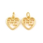 Encantos de bronce, dijes de corazón con la palabra fe, sin plomo y cadmio, chapado en rack, larga duración plateado