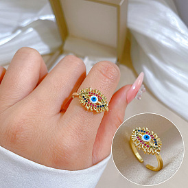 Adjustable Devil's Eye Zircon Ring - Simple Japanese Style Couple Ring.