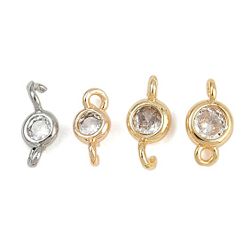Латунные подвески из прозрачного кубического циркония, плоские круглые ссылки