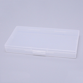 Transparent Polypropylene(PP) Bead Containers, with Hinged Lids, Flip Cover, Rectangle
