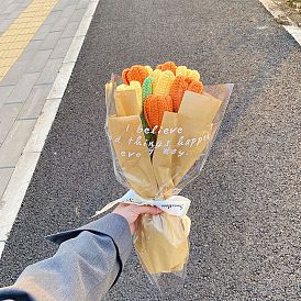 Bouquet de tulipes au crochet pour débutants, Kit de démarrage en tricot pour décoration d'exposition de fleurs, avec instructions, cadeau fait main bricolage pour petite amie enseignante