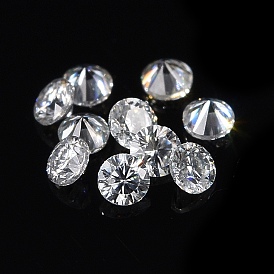 Pointed Back Glass Rhinestone Cabochons, Faceted, Diamond