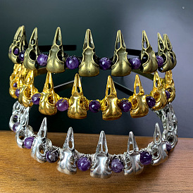 Чумной доктор натуральный аметист ободки для волос, обручи для волос в виде короны из сплава, для Хэллоуина